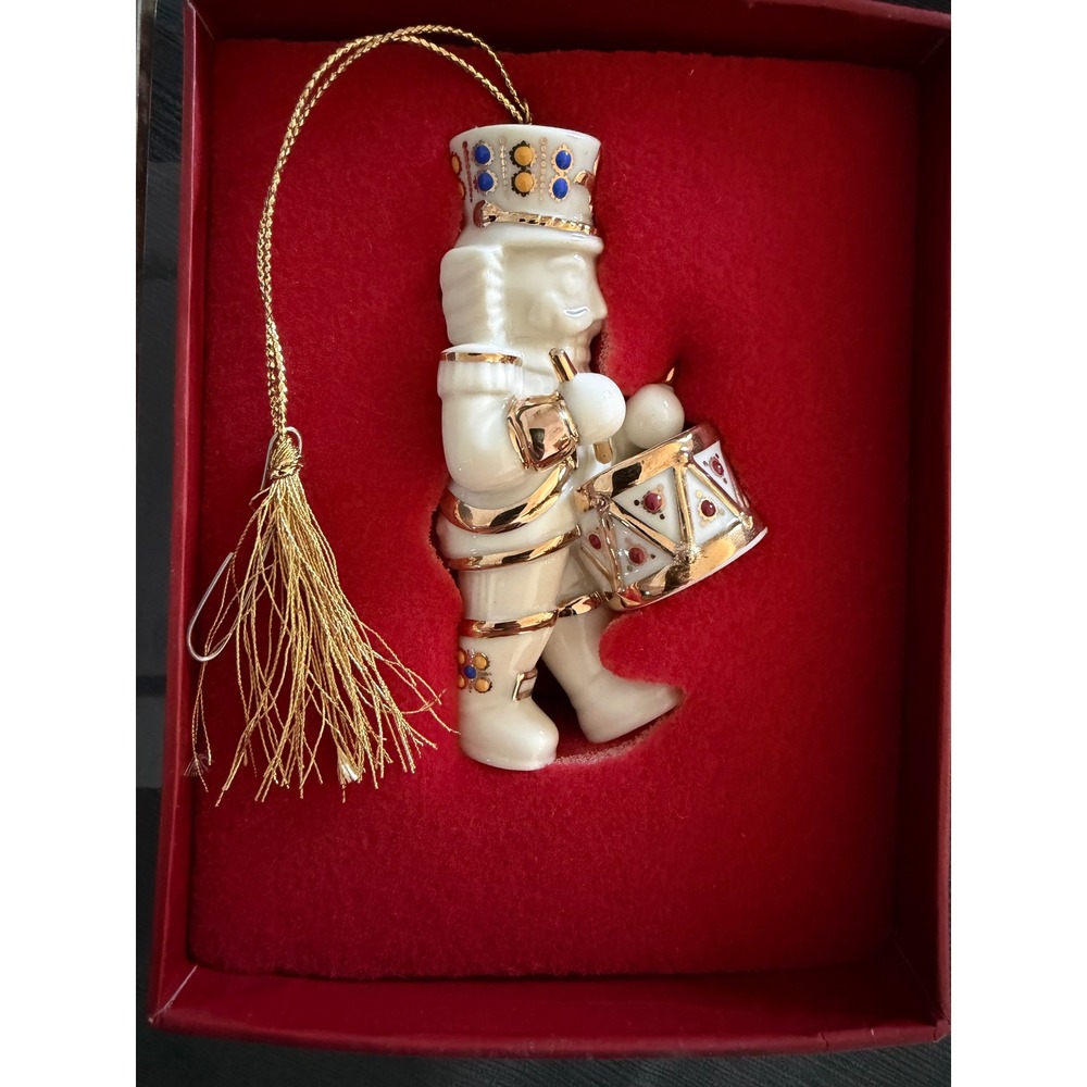 Lenox Nutcracker Drummer Ornament First In Series Ivory China Gold Trim Boxed